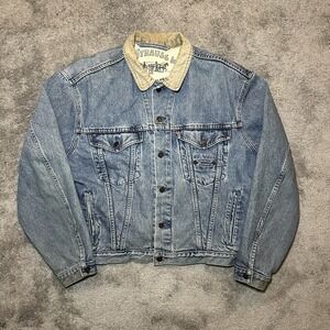 Vintage Levi's Denim Jacket Medium Blue Corduroy Collar Pocket Slit 75522-0412